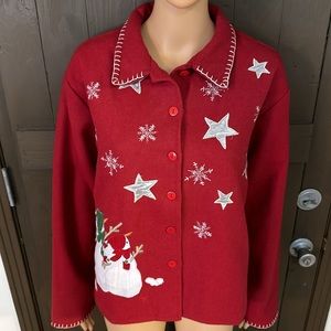 TAKE TWO Clothing Co. Festive wool blend shacket. Detailed with ☃️☃️ ❄️ & ⭐️’s❤️